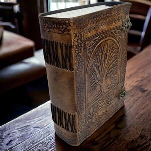 Tree of Wisdom Mother Earth Father Time Handmade Locking Leather Diary Journal